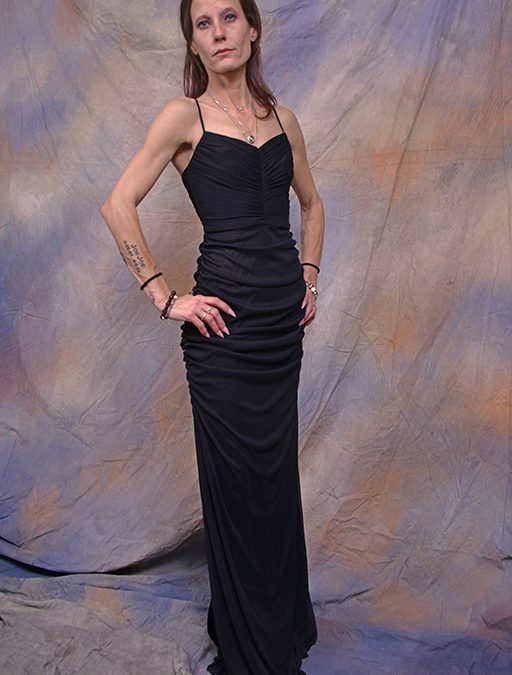 1125068 – Black Spaghetti Strap with Riveted with slit in the back