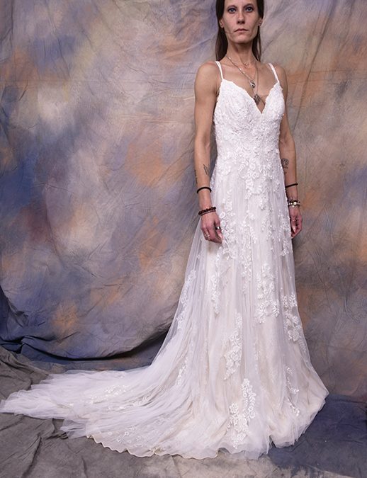 1125210 – Cream Spaghetti Strap Floor Length